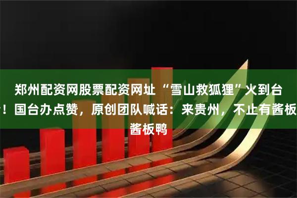 郑州配资网股票配资网址 “雪山救狐狸”火到台湾！国台办点赞，原创团队喊话：来贵州，不止有酱板鸭